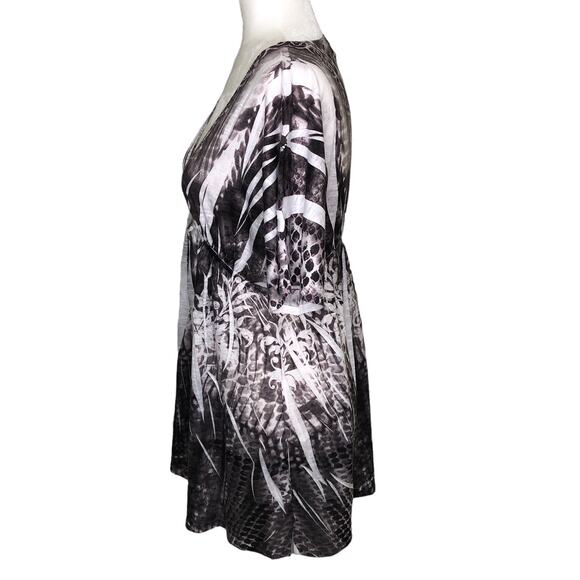 Unity Beach Black White Tie Dye Swim Cover Up Dress - Picture 3 of 8